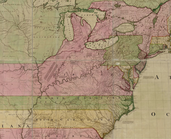 An 18th century map of the Thirteen Colonies